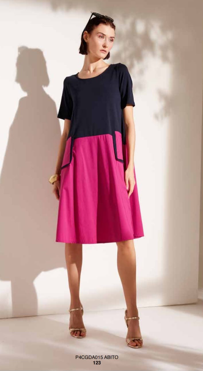 Vestito bicolore over, cotone e viscosa. Flirt