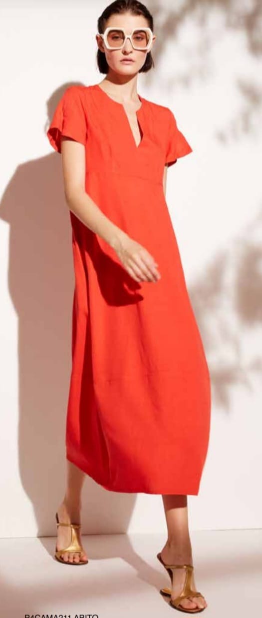 Vestito over, maniche corte. Particolare Flirt